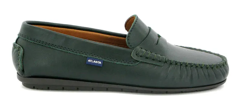 Altanta Mocassin Green Smooth Leather Penny Loafer