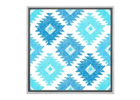 Blue Aqua Tribal Pattern | Canvas Wall Art Print