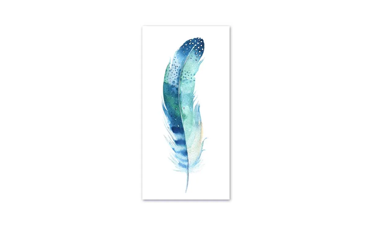 Blue Green Feather | Watercolour Print | Wall Art Decor