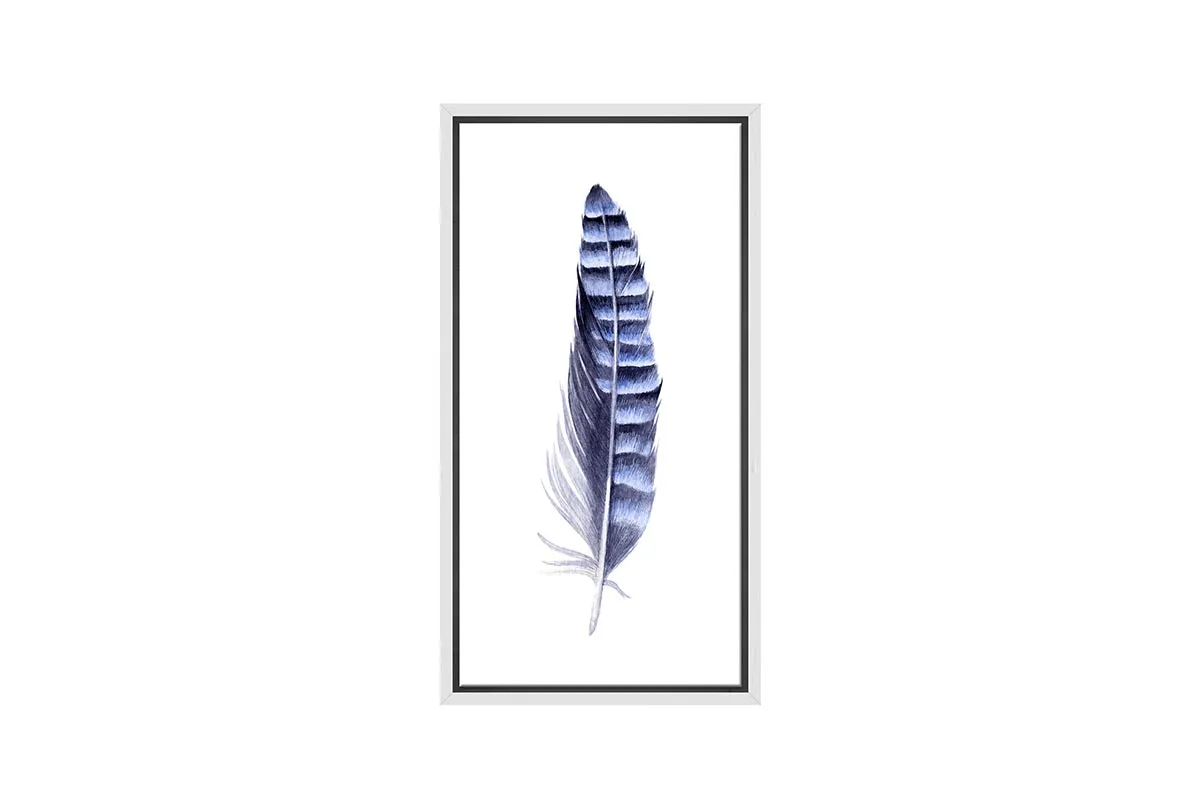 Blue Grey Watercolour Feather | Canvas Wall Art Print