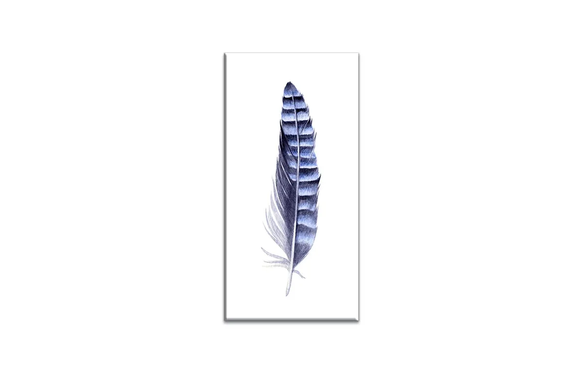 Blue Grey Watercolour Feather | Canvas Wall Art Print