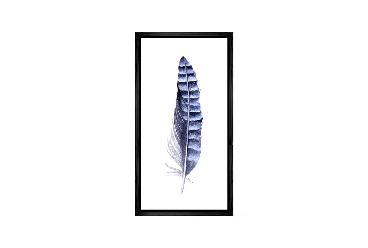 Blue Grey Watercolour Feather | Canvas Wall Art Print