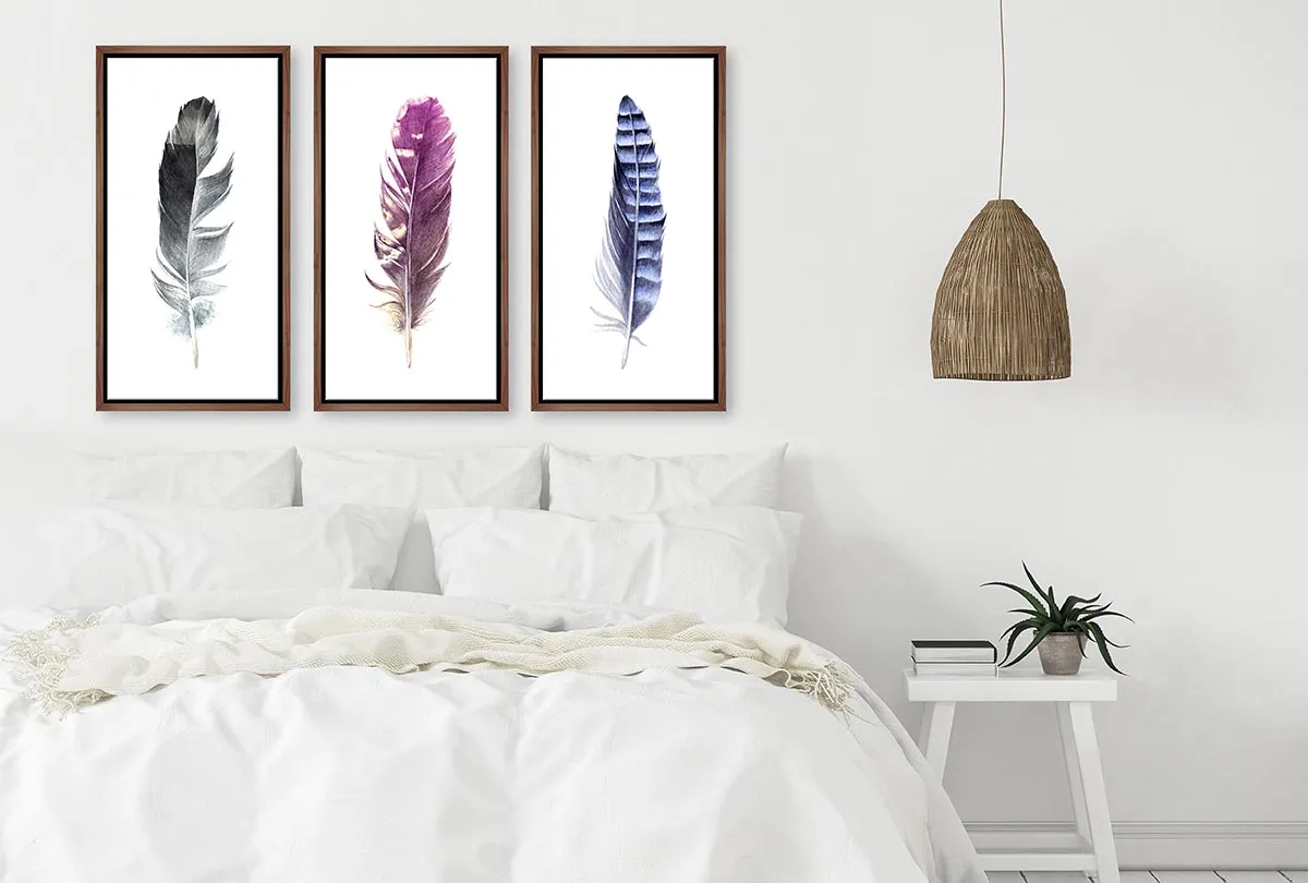 Blue Grey Watercolour Feather | Canvas Wall Art Print