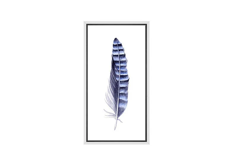 Blue Grey Watercolour Feather | Canvas Wall Art Print