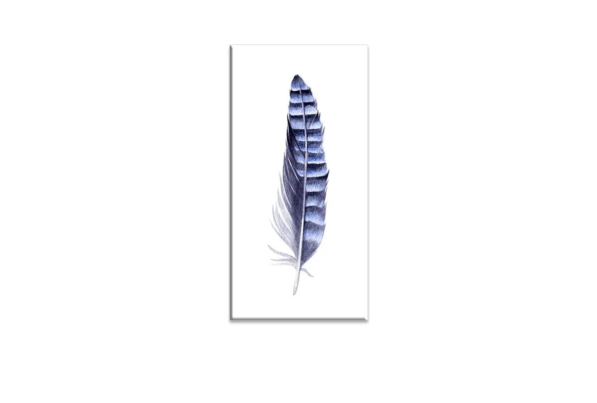 Blue Grey Watercolour Feather | Canvas Wall Art Print