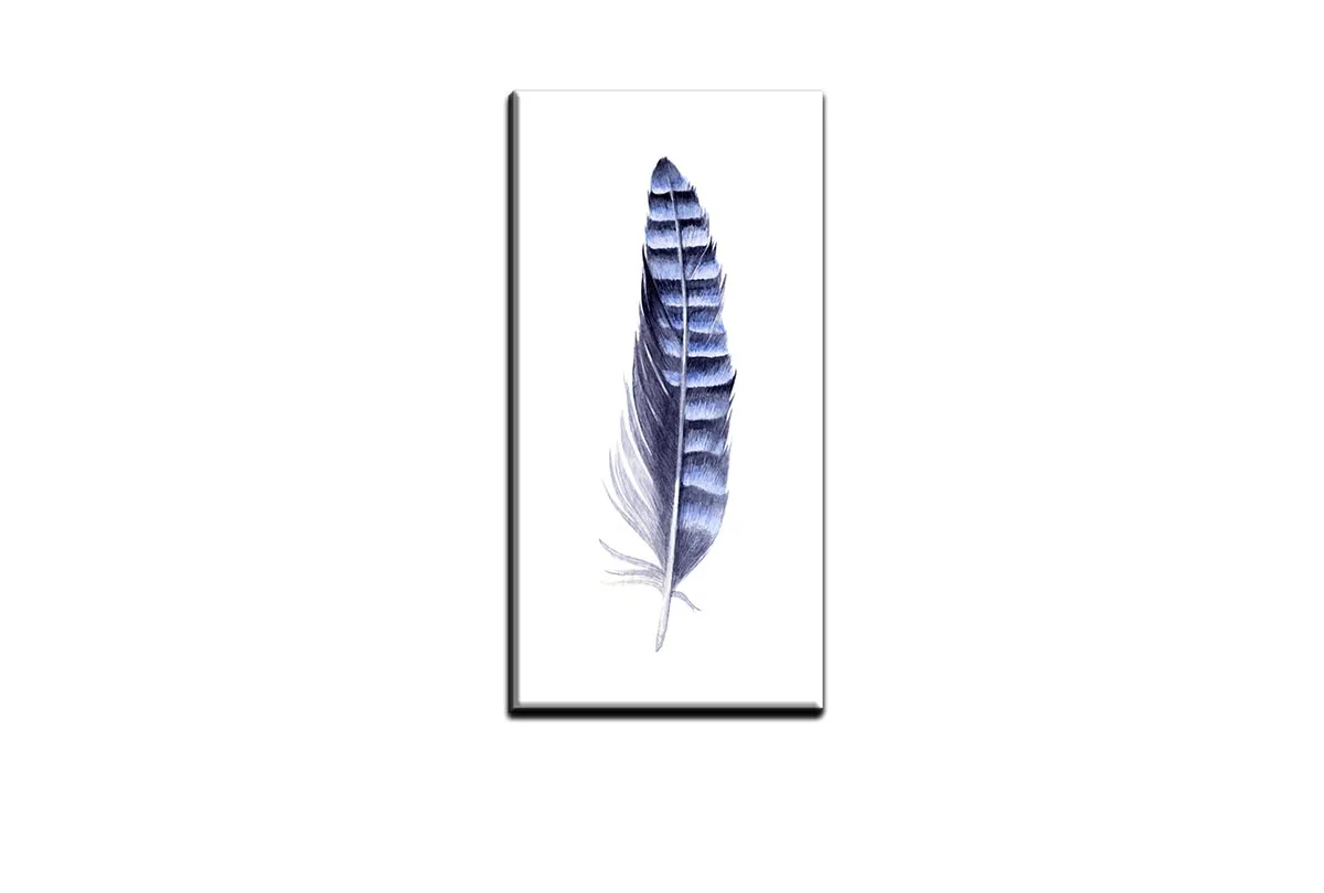 Blue Grey Watercolour Feather | Canvas Wall Art Print