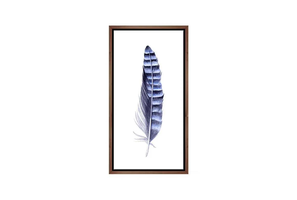 Blue Grey Watercolour Feather | Canvas Wall Art Print