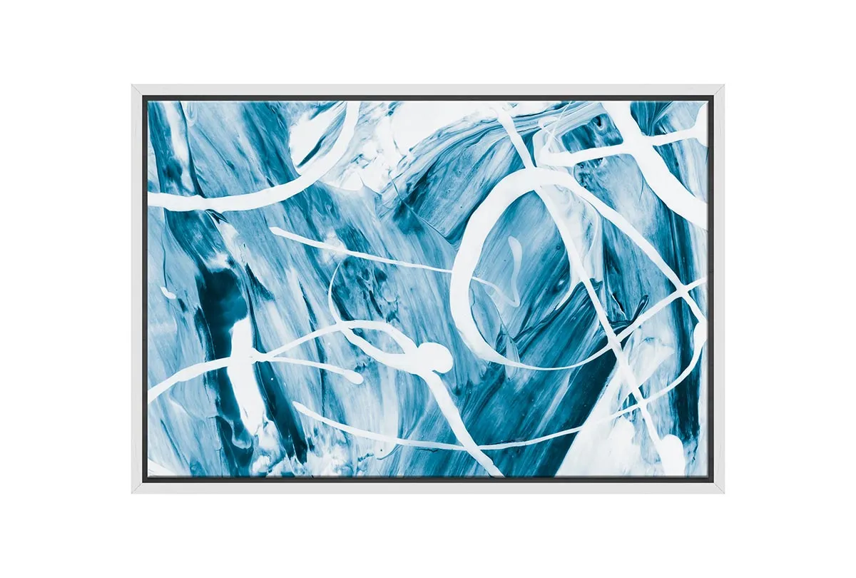 Blue White Abstract Painting | Canvas Wall Art Print