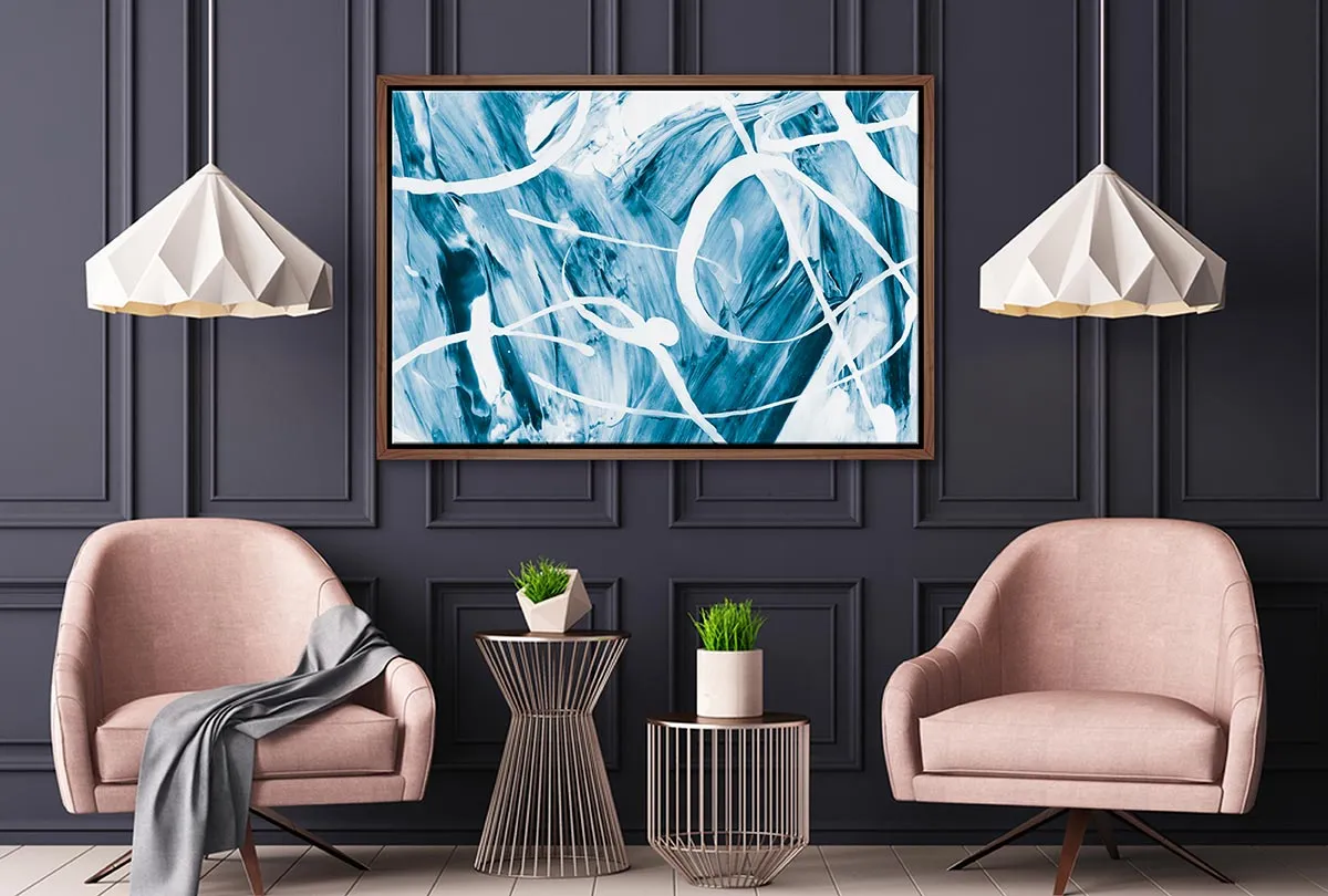 Blue White Abstract Painting | Canvas Wall Art Print