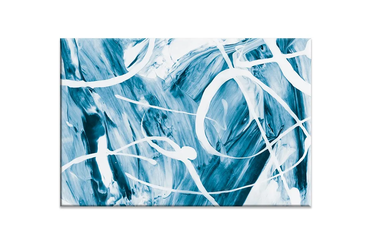 Blue White Abstract Painting | Canvas Wall Art Print