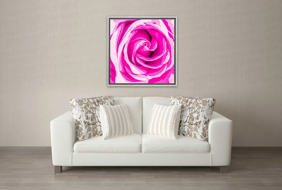 Bright Pink Rose Bud Abstract | Canvas Wall Art Print