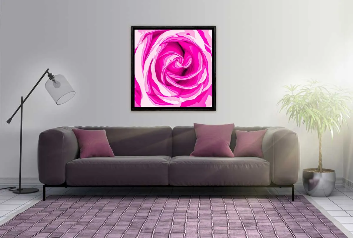 Bright Pink Rose Bud Abstract | Canvas Wall Art Print