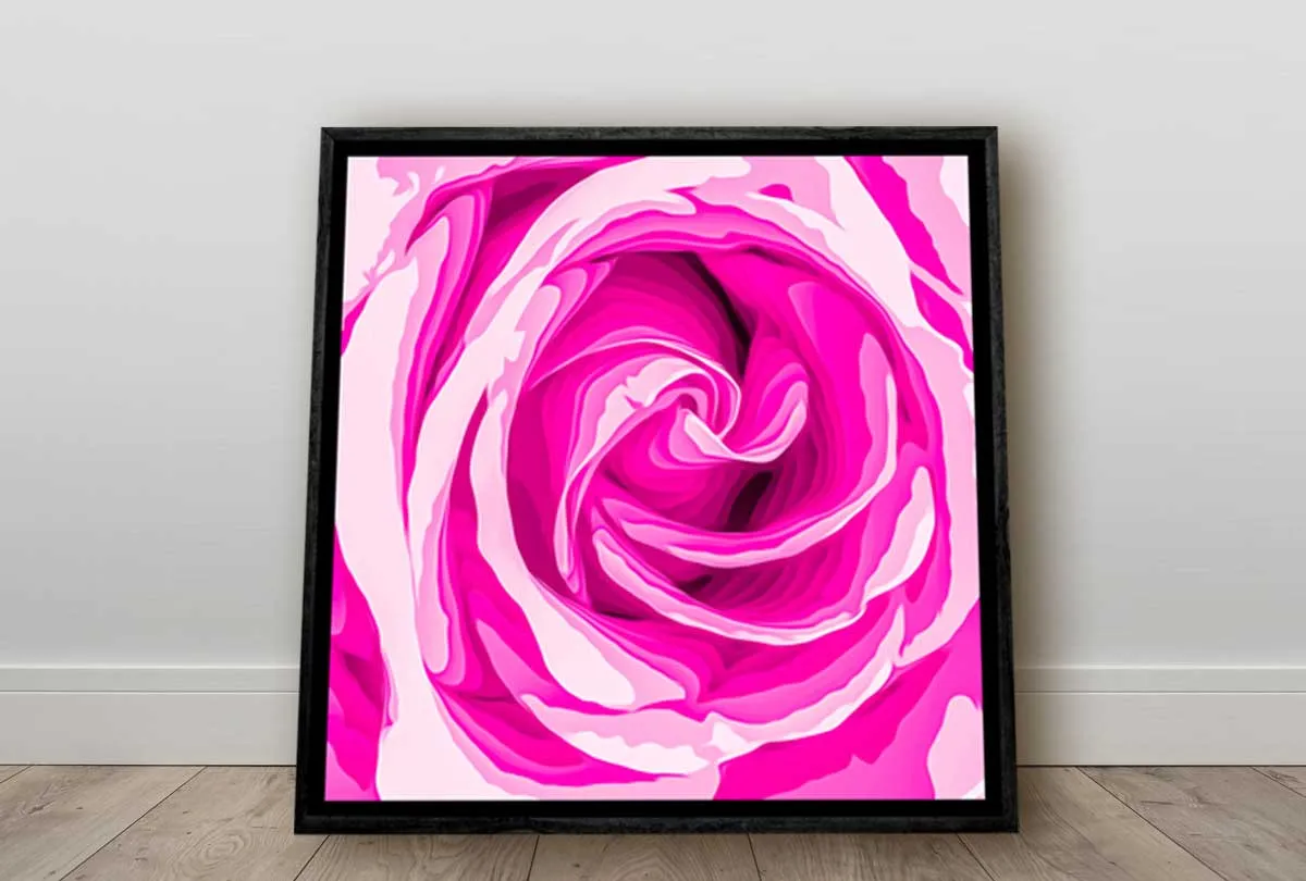 Bright Pink Rose Bud Abstract | Canvas Wall Art Print