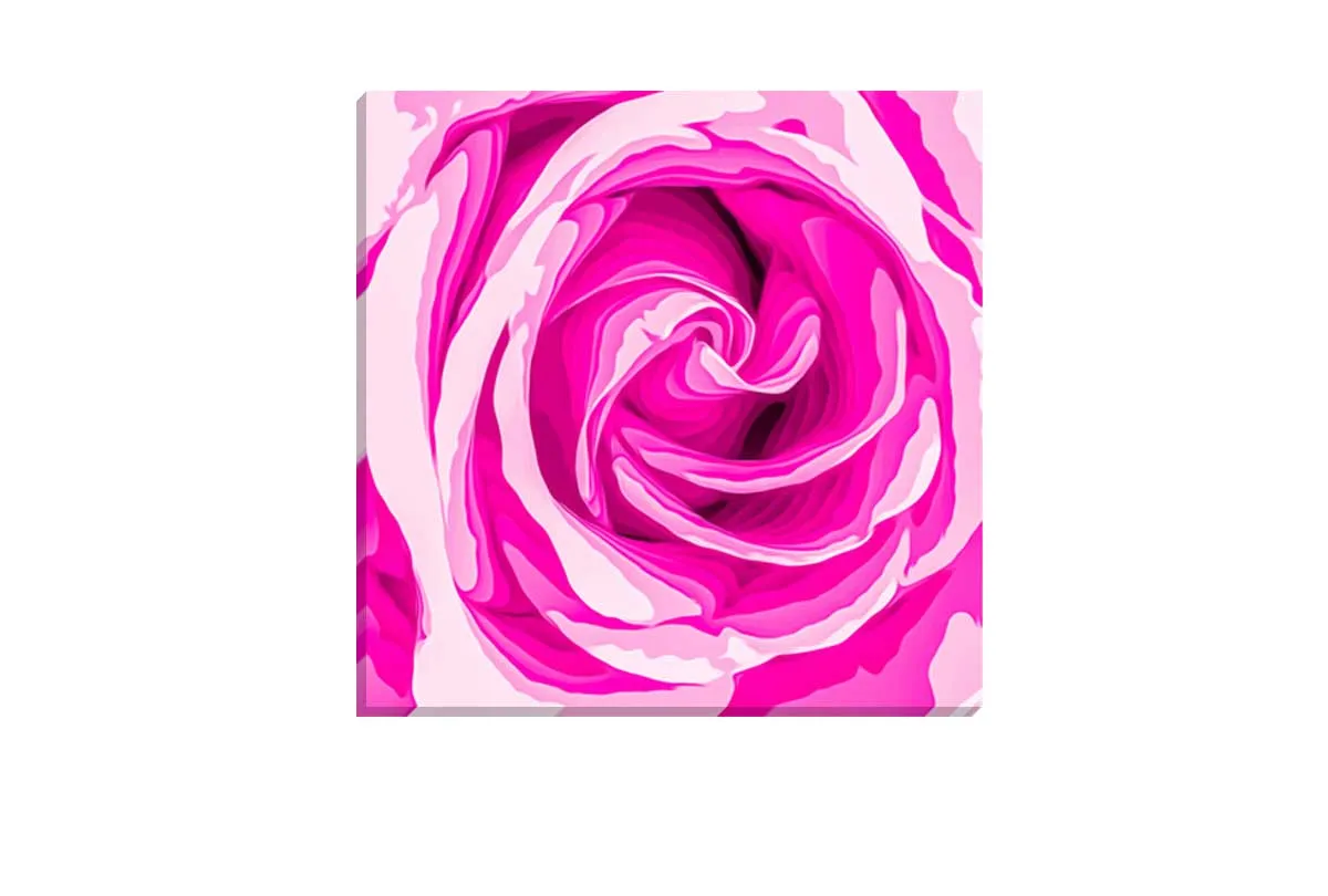 Bright Pink Rose Bud Abstract | Canvas Wall Art Print