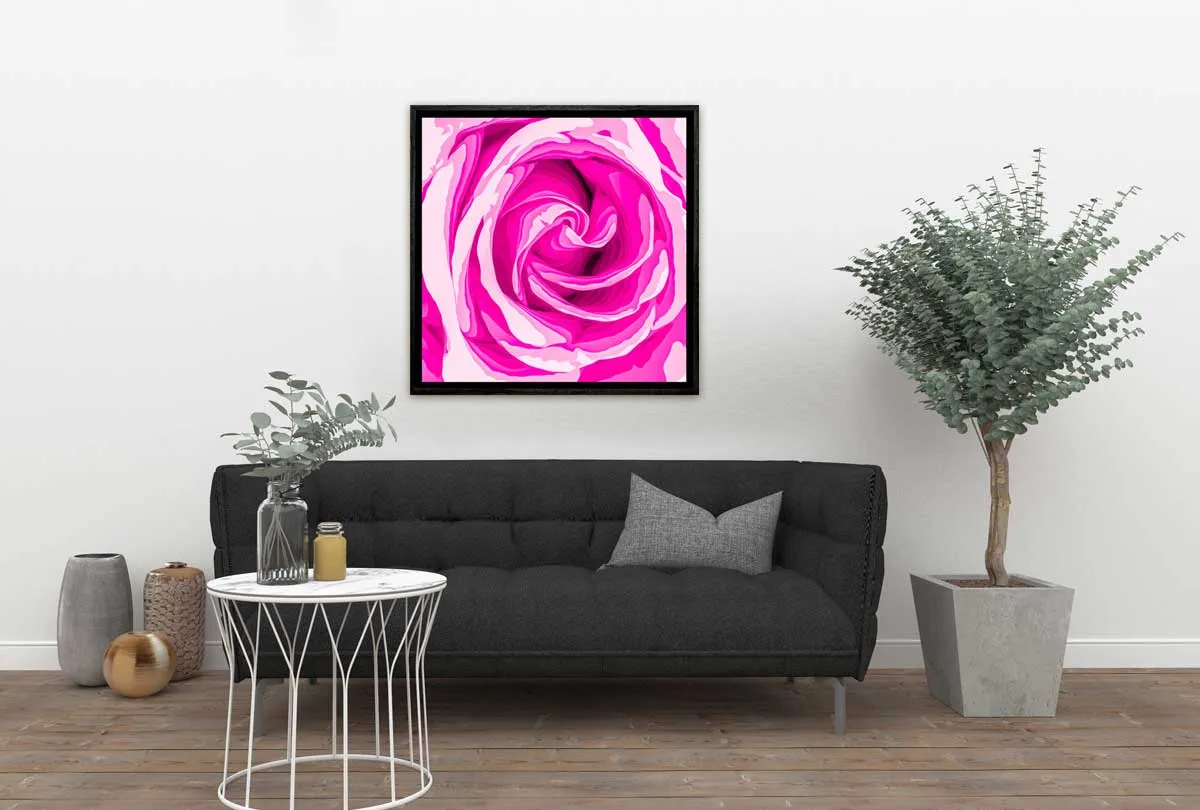 Bright Pink Rose Bud Abstract | Canvas Wall Art Print