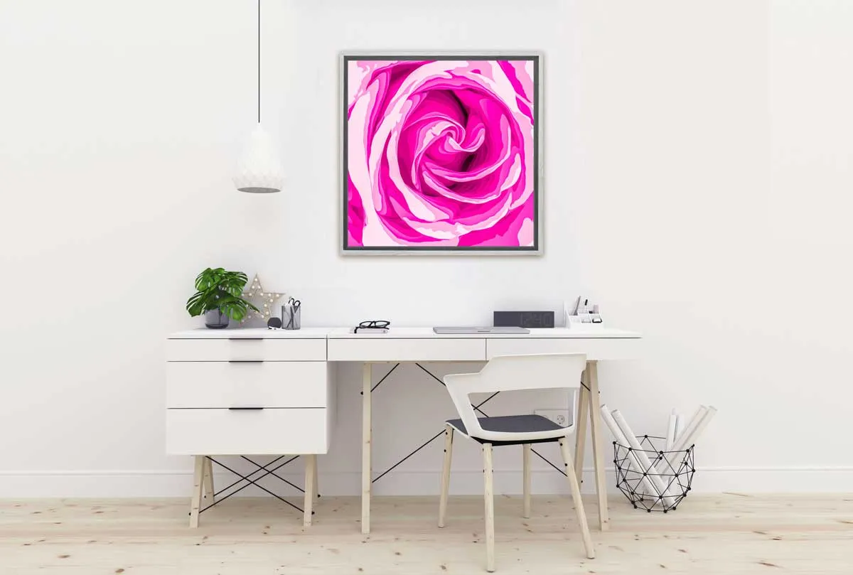 Bright Pink Rose Bud Abstract | Canvas Wall Art Print