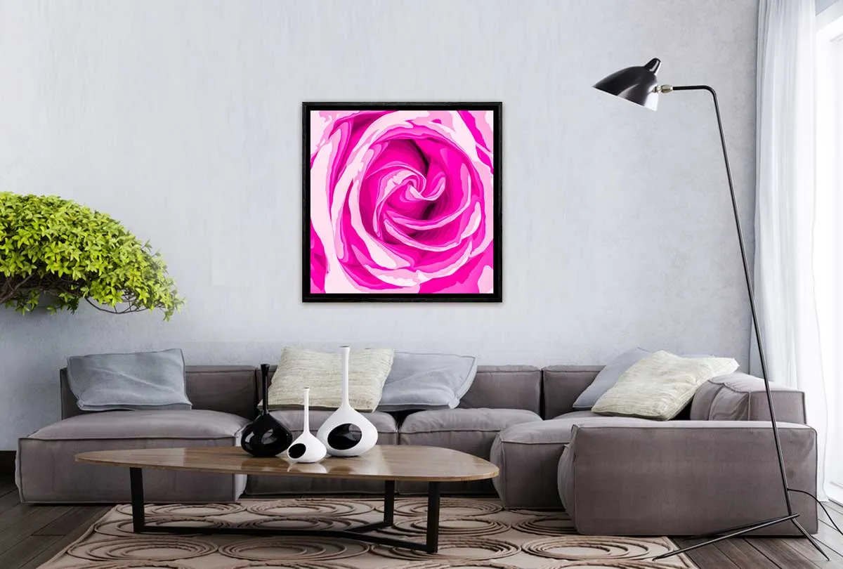 Bright Pink Rose Bud Abstract | Canvas Wall Art Print