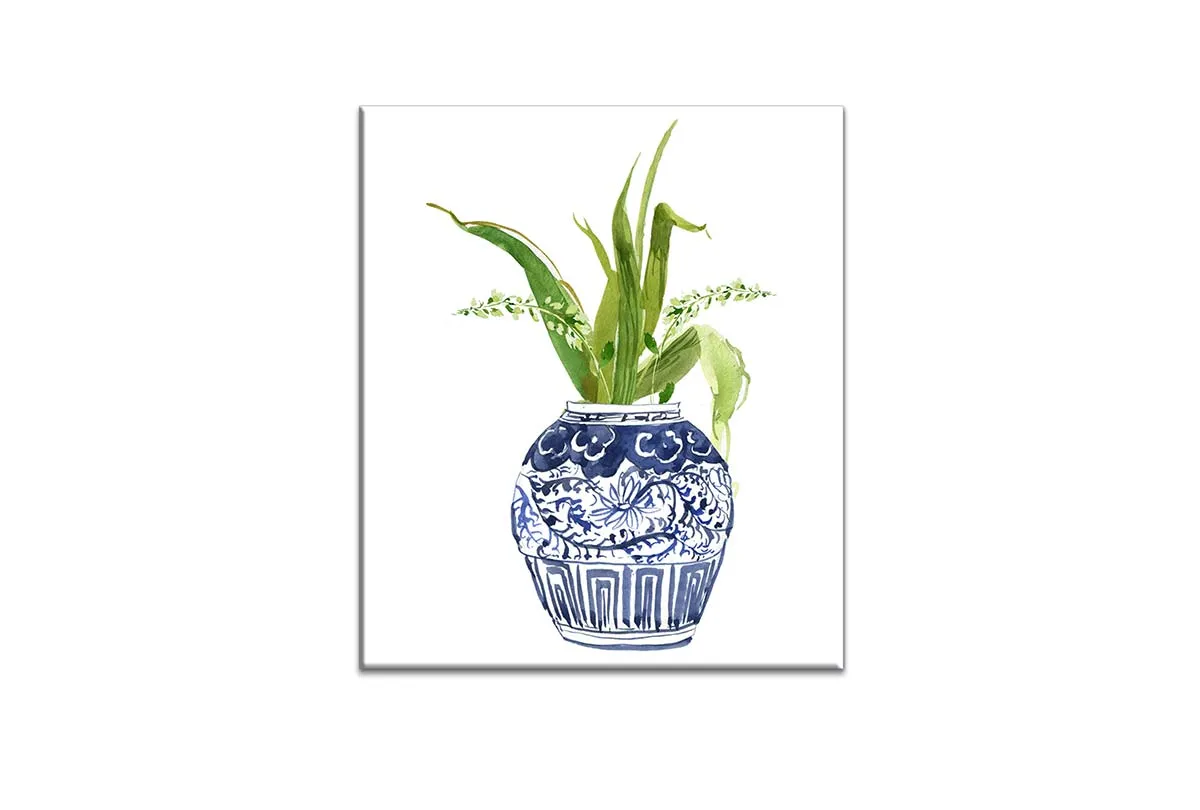 Chinoiserie Vase Orchid | Hamptons Canvas Wall Art Print