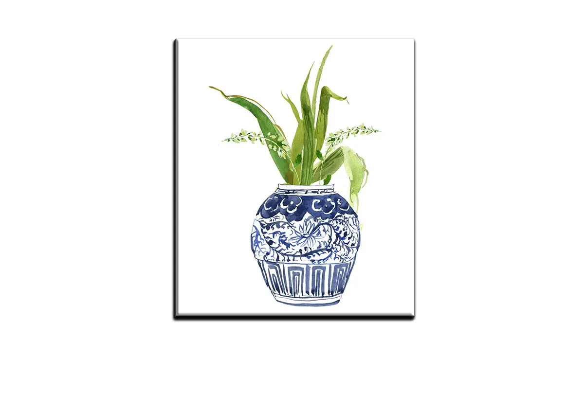 Chinoiserie Vase Orchid | Hamptons Canvas Wall Art Print