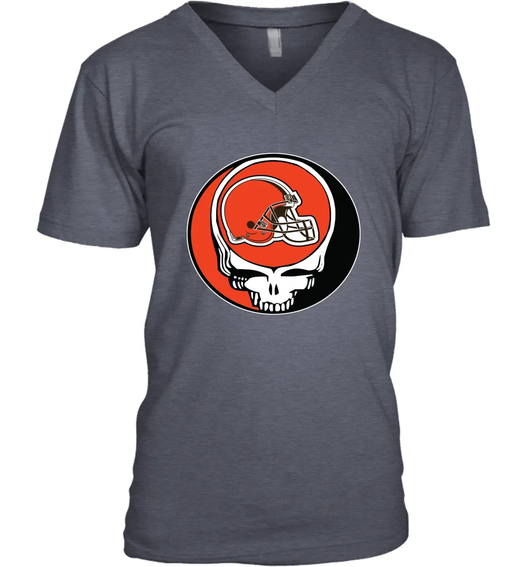 Cleveland Browns Grateful Dead Steal Your Face NFL Football Mens V-Neck T-Shirt