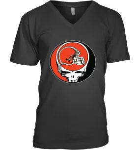 Cleveland Browns Grateful Dead Steal Your Face NFL Football Mens V-Neck T-Shirt