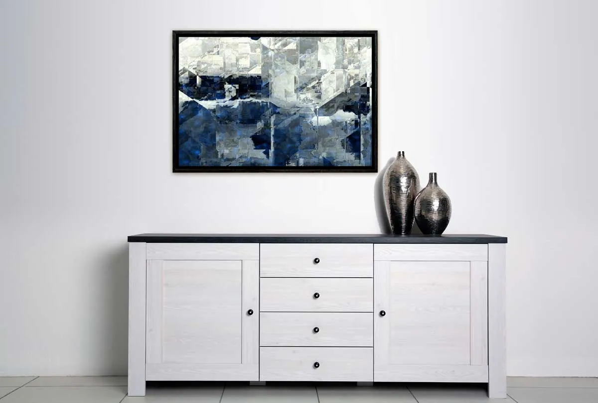 Deep Blue and Grey Abstract | Canvas Wall Art Print