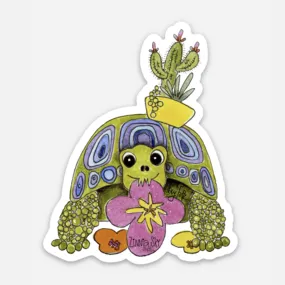 Desert Tortoise Flowers Vinyl Sticker