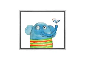 Elephant With Bird | Canvas Wall Art Print