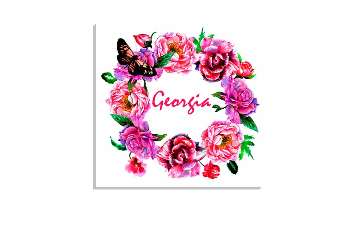 Girls’ Personalised Floral Wreath | Kids Wall Art Print