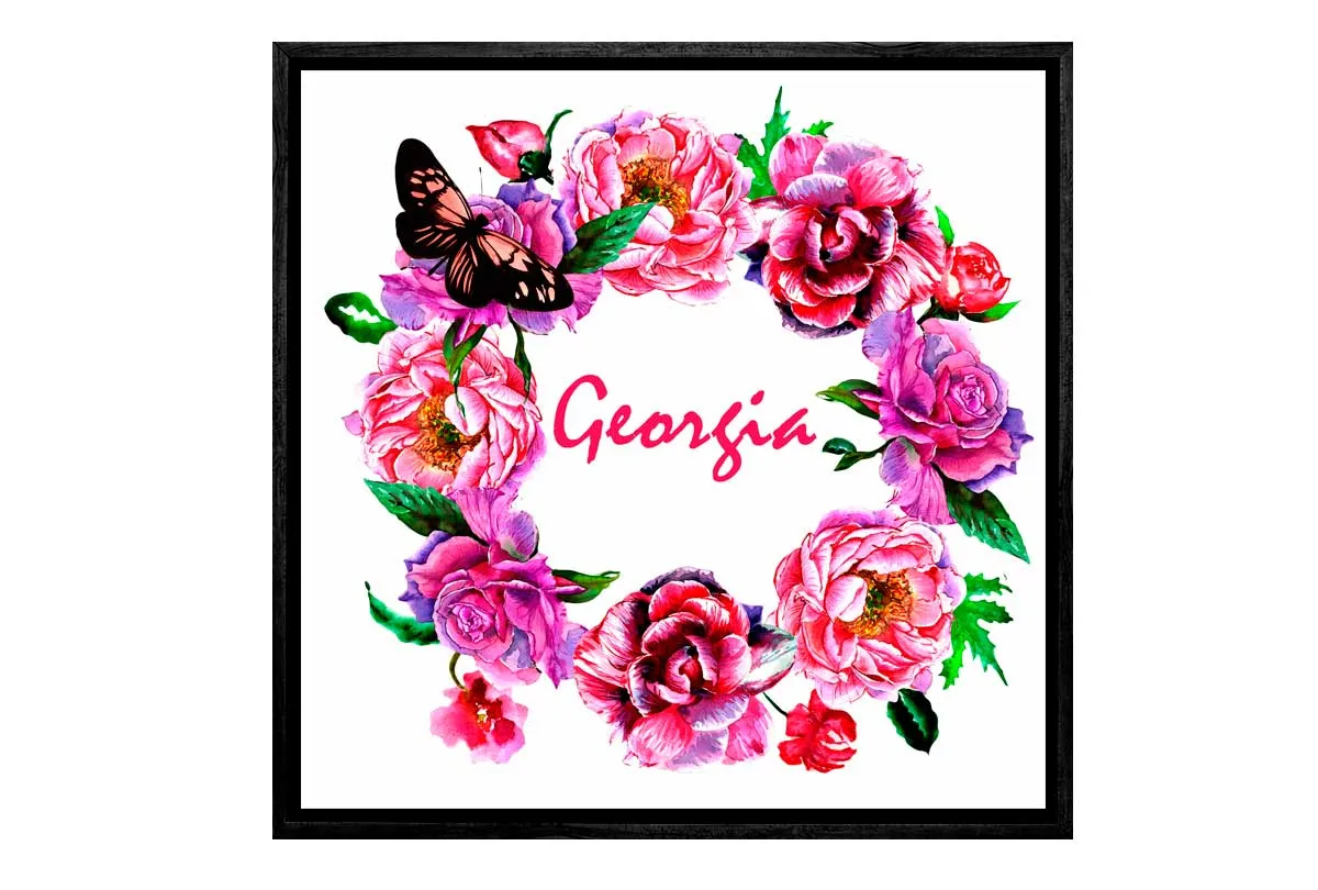 Girls’ Personalised Floral Wreath | Kids Wall Art Print