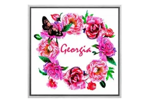 Girls’ Personalised Floral Wreath | Kids Wall Art Print