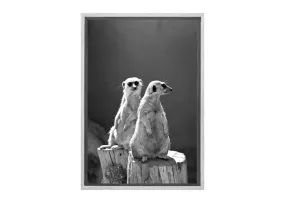 Meerkats Black and White | Canvas Wall Art Print