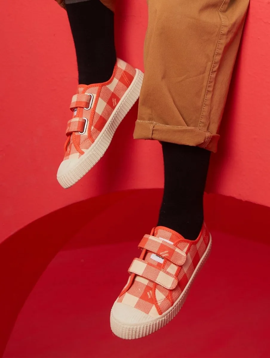 Orange Grid Canvas Shoes