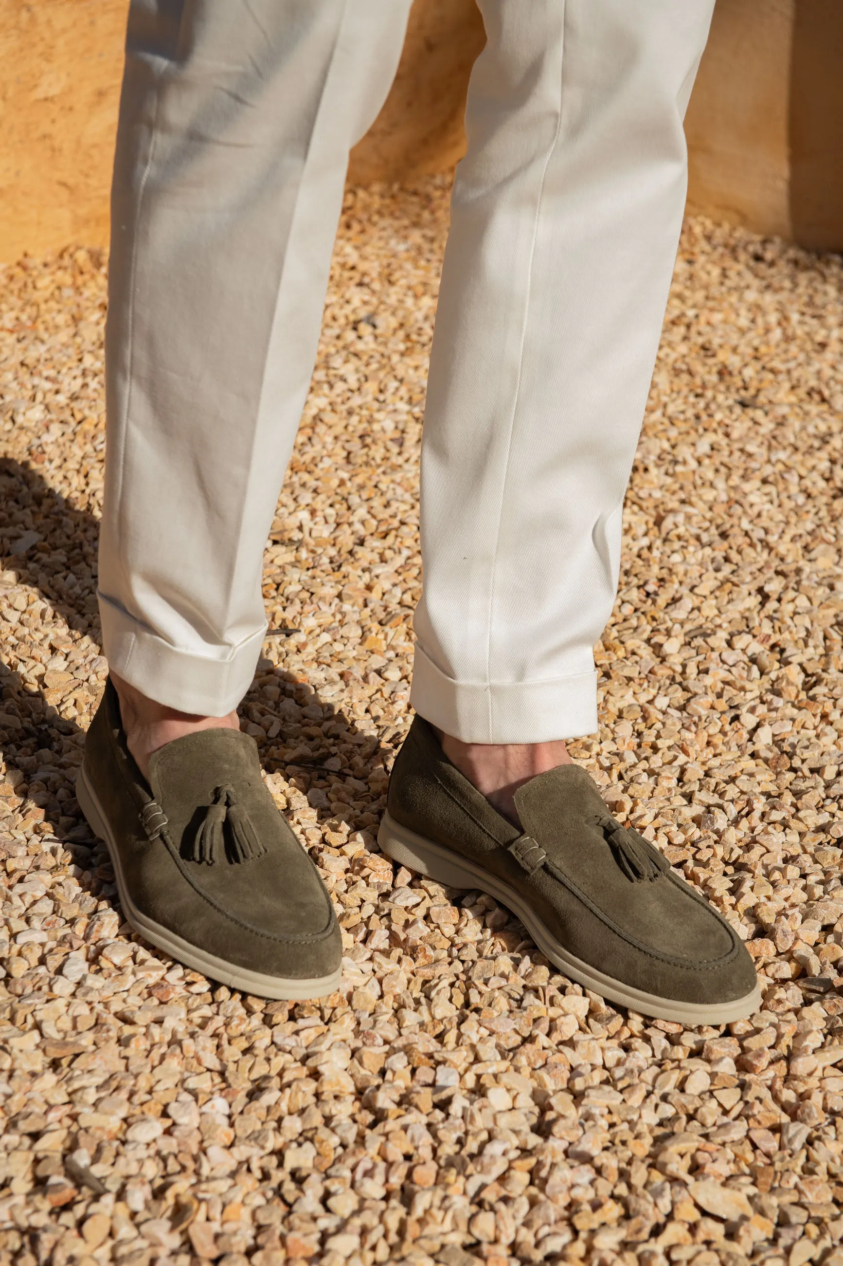 Sage suede tassel loafers - Made In Italy