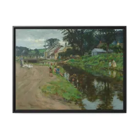 Stanhope Alexander Forbes: "At the Water's Edge, Hayle, Cornwall" - Framed Canvas Reproduction