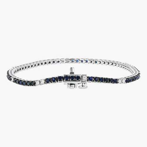 The Blue Sapphire and White Diamond Tennis Bracelet