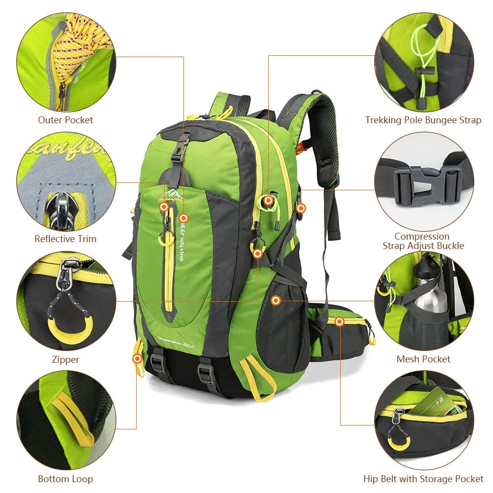 Waterproof 40L Climbing Backpack Rucksack for Outdoor Hiking Trekking