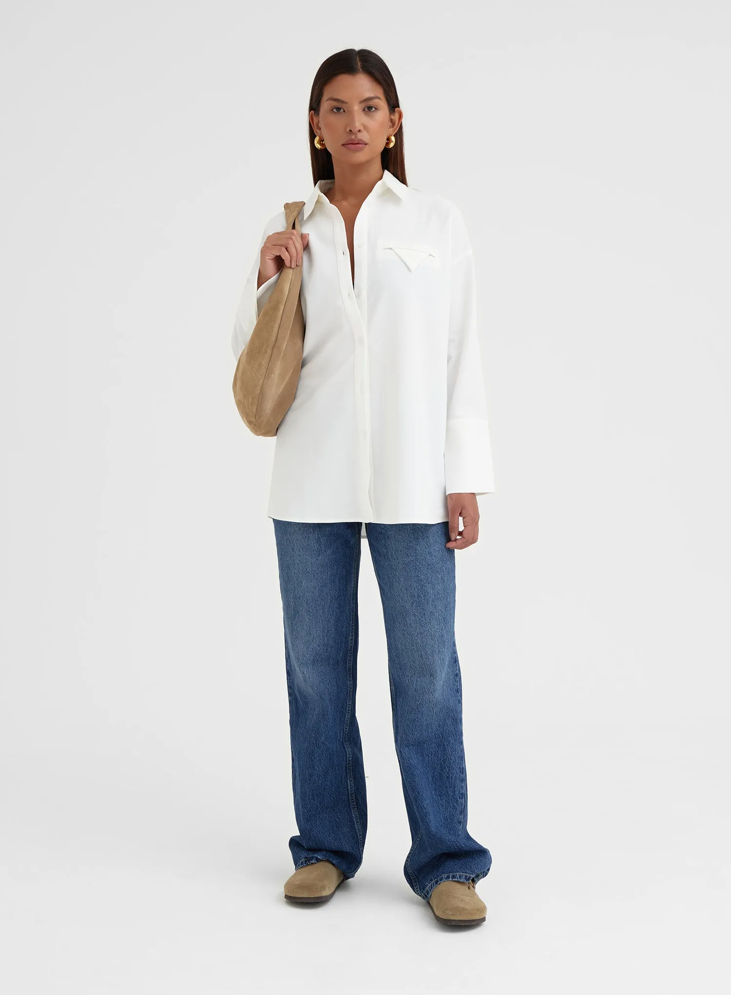 White Large Cuff Classic Shirt - Bruni