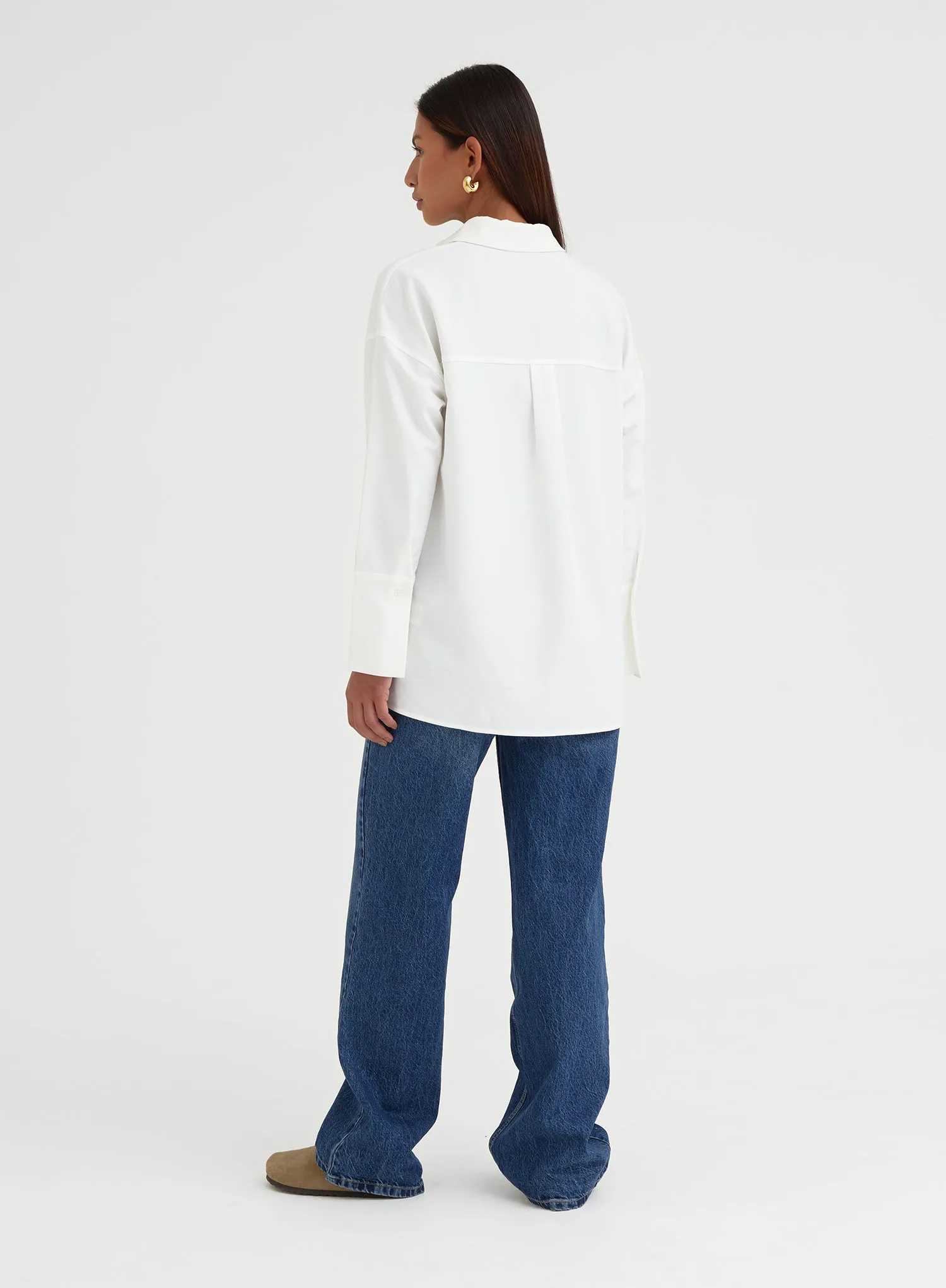 White Large Cuff Classic Shirt - Bruni